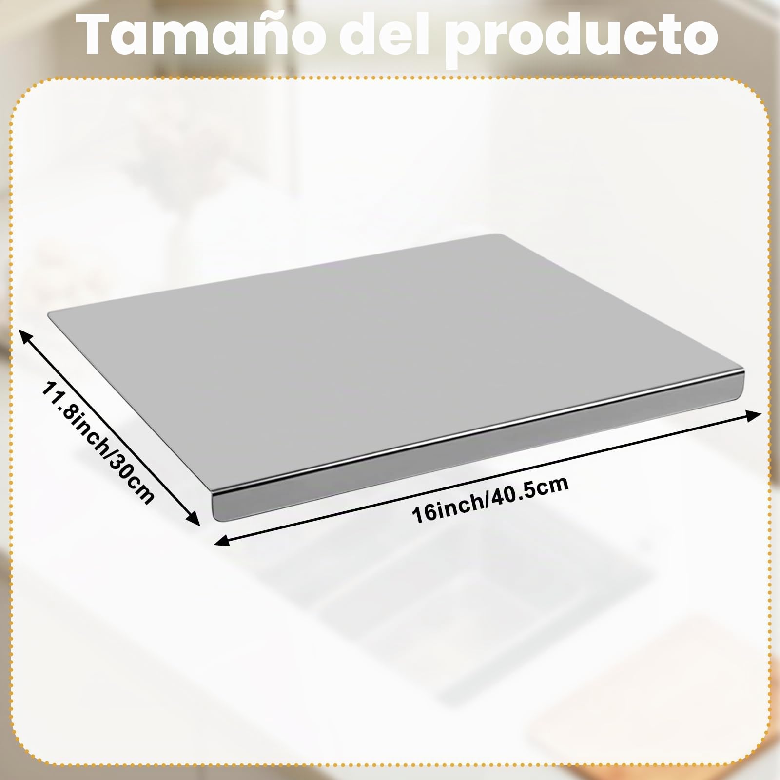 Tablas de cortar de acero inoxidable para la cocina, adecuadas para carne, frutas, verduras, pan y repostería, tablas de cortar de gran tamaño (40 x 30 cm)