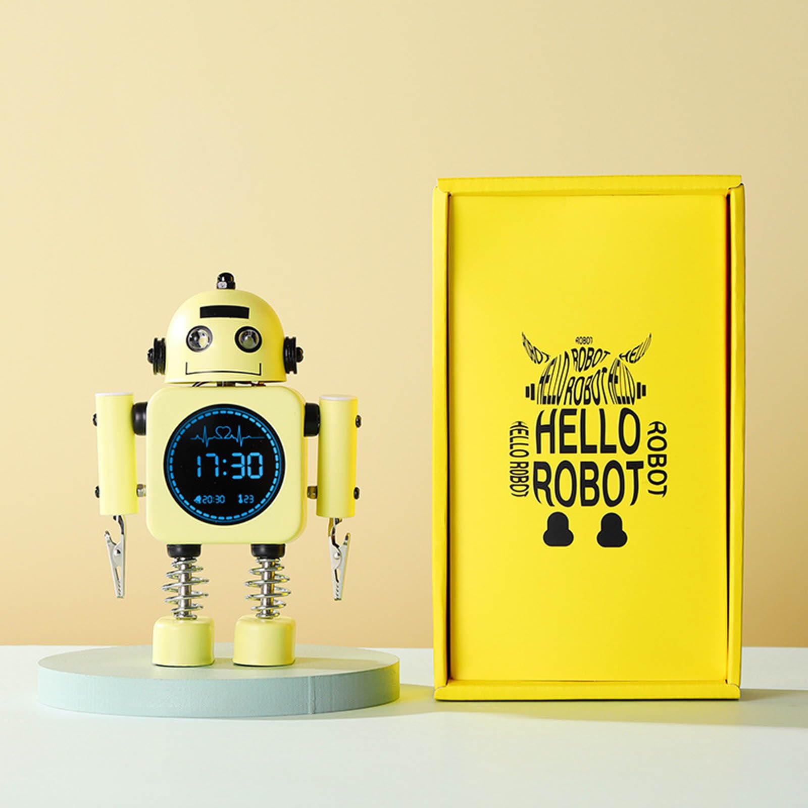 Robot - Reloj despertador digital inteligente con modo de repetición, visualización de temperatura, para niñas y niños, despertar dormitorio, para decoración de niños, reloj despertador robot para