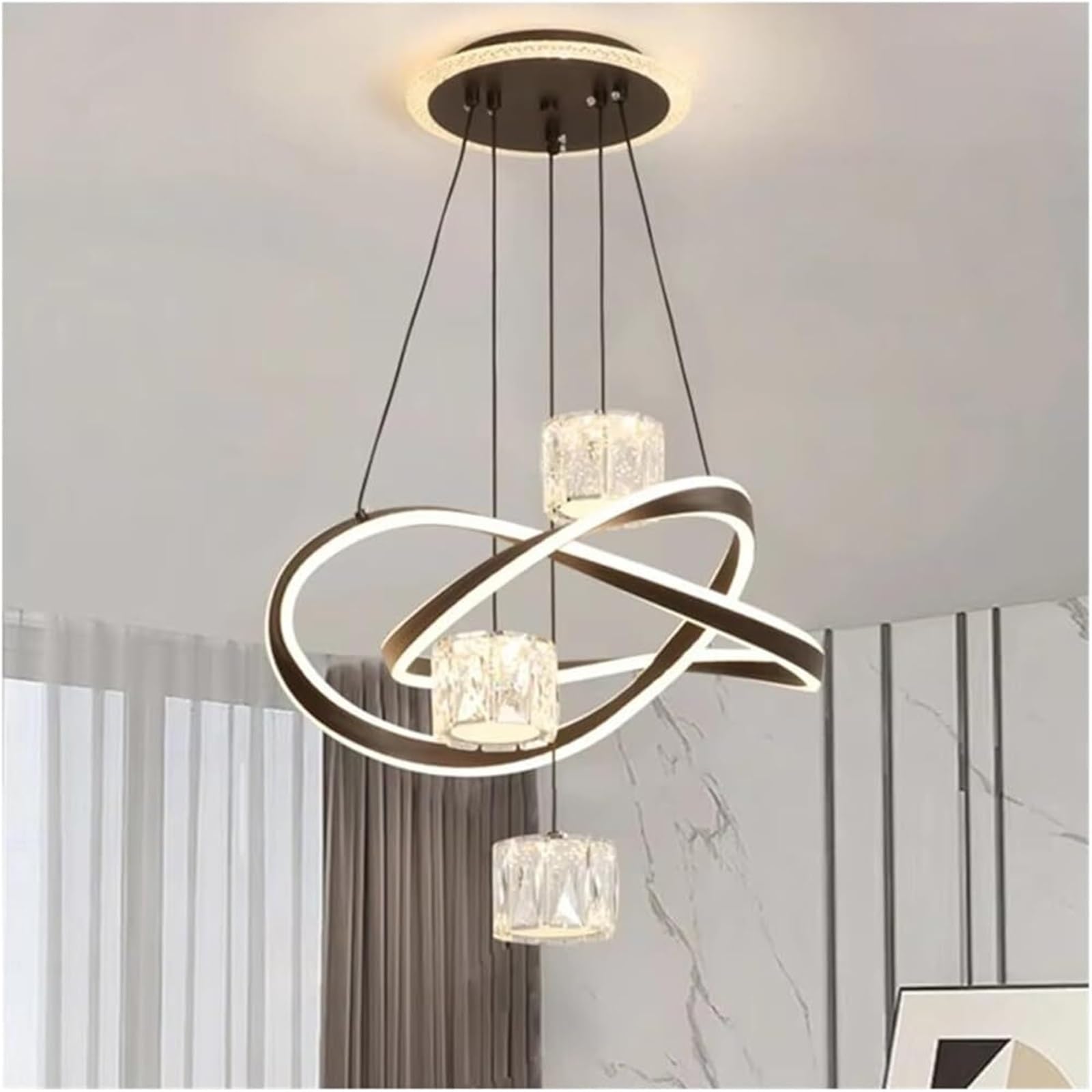 Lampes suspendues lustre de salon en cristal et plafonnier chic