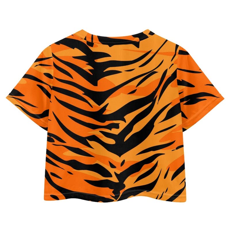 Howilath Novelty Pattern Women's Round Neck Short Sleeve T-Shirt Loose Fit Stretchy Crop Top Tees2