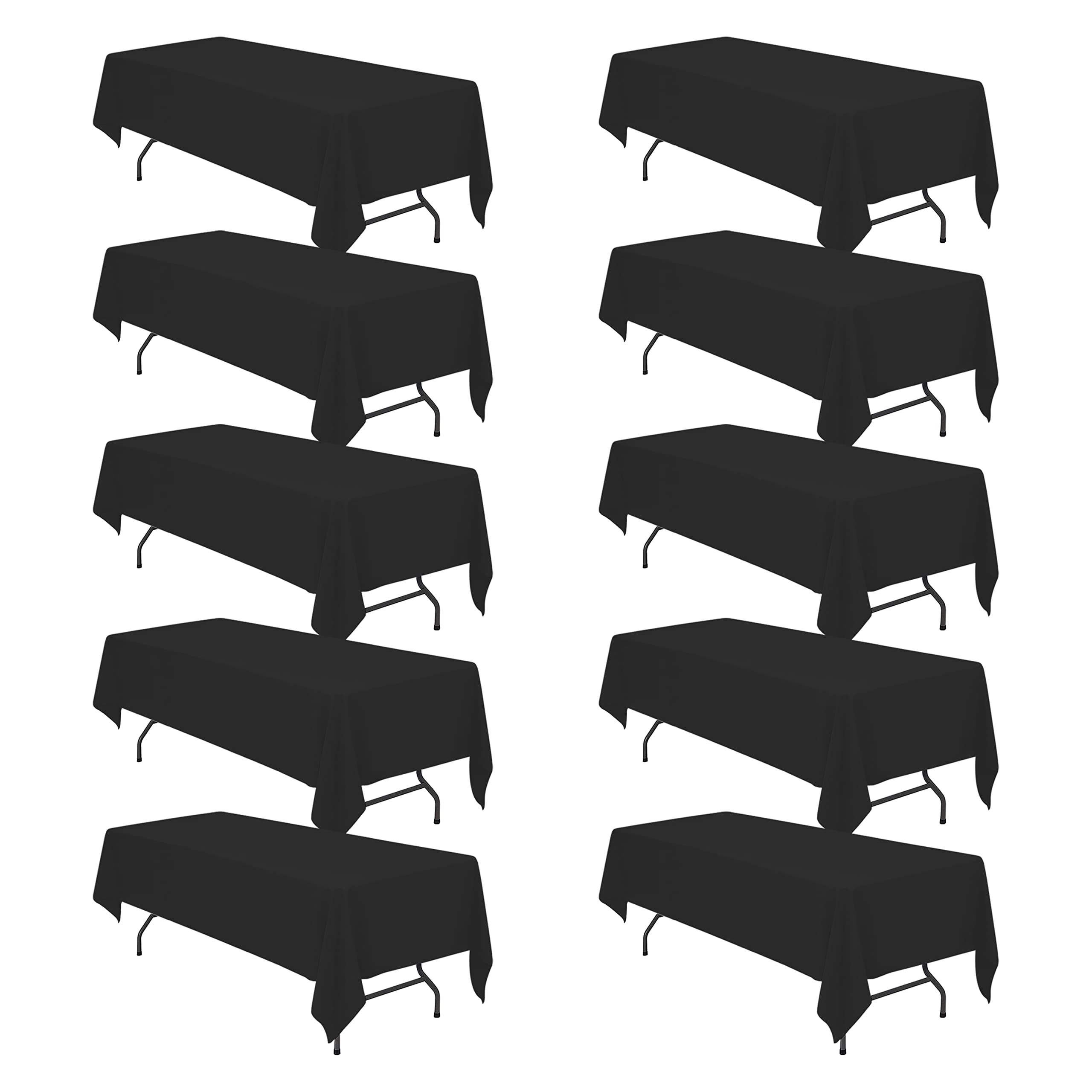 BRILLMAX 10 Pack Black Tablecloths 60x126 Inch for 8ft Rectangle Tables