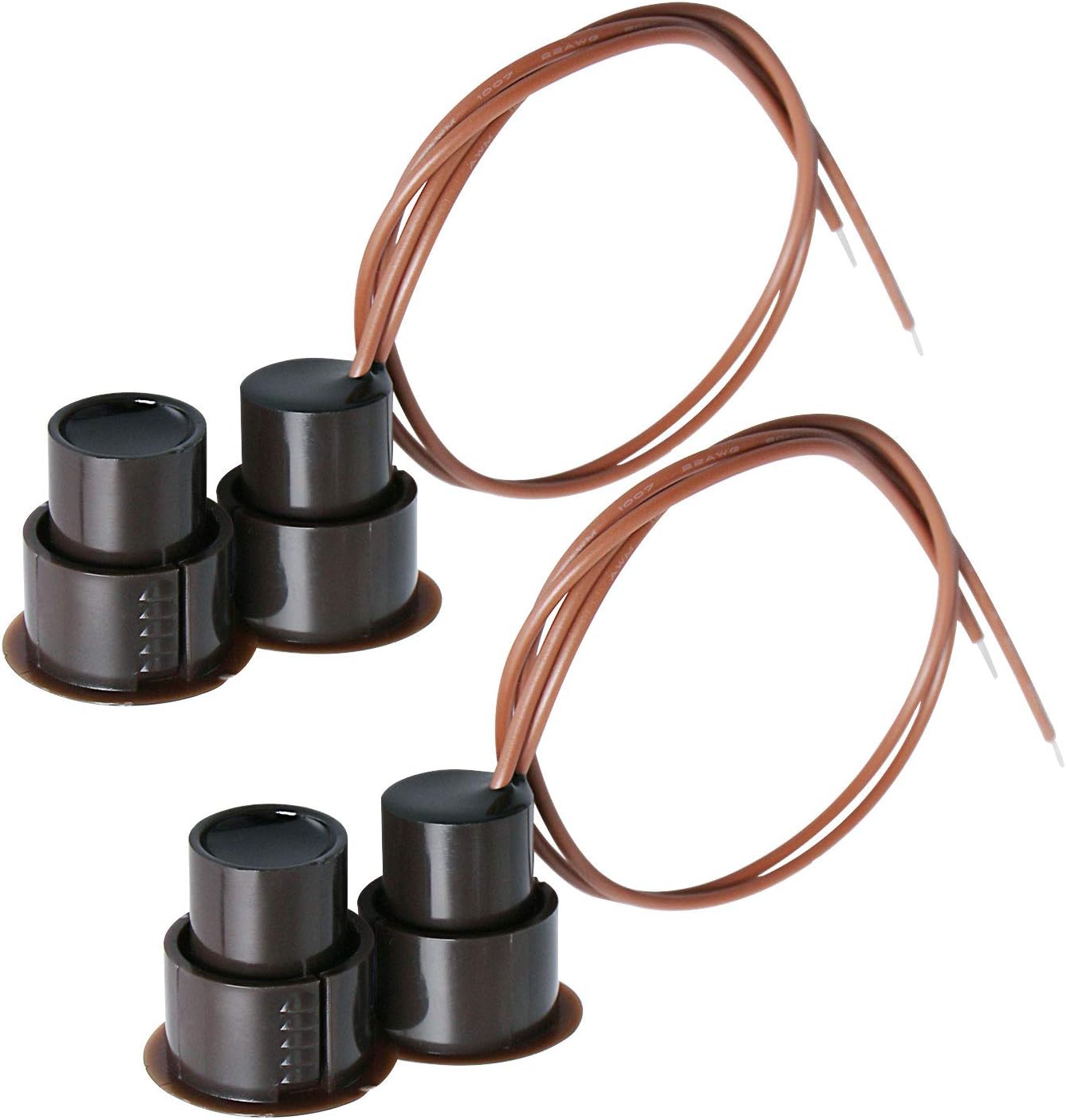 Aoje-Link RC-36 NO Recessed Wired Security Window Door Contact Sensor Alarm Magnetic Reed Switch for Home Security Access Control and Burglar Alarm Systems Brown 2pcs