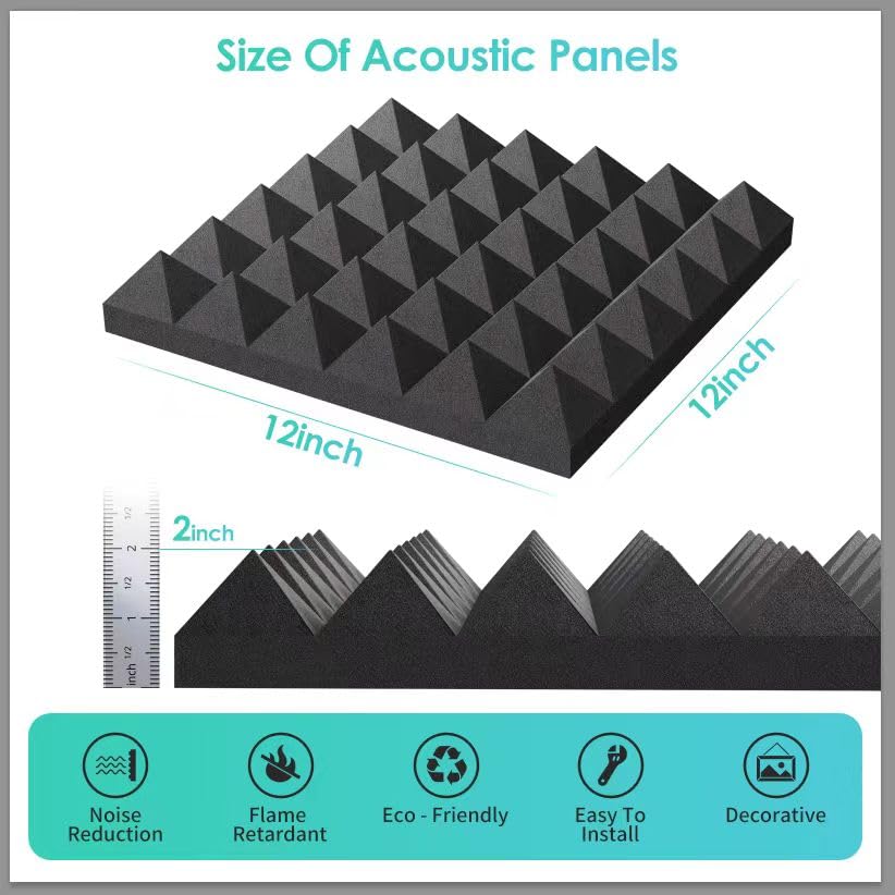 Snapklik.com : 36 Pack Sound Proof Foam Panels For Walls, Pyramid ...