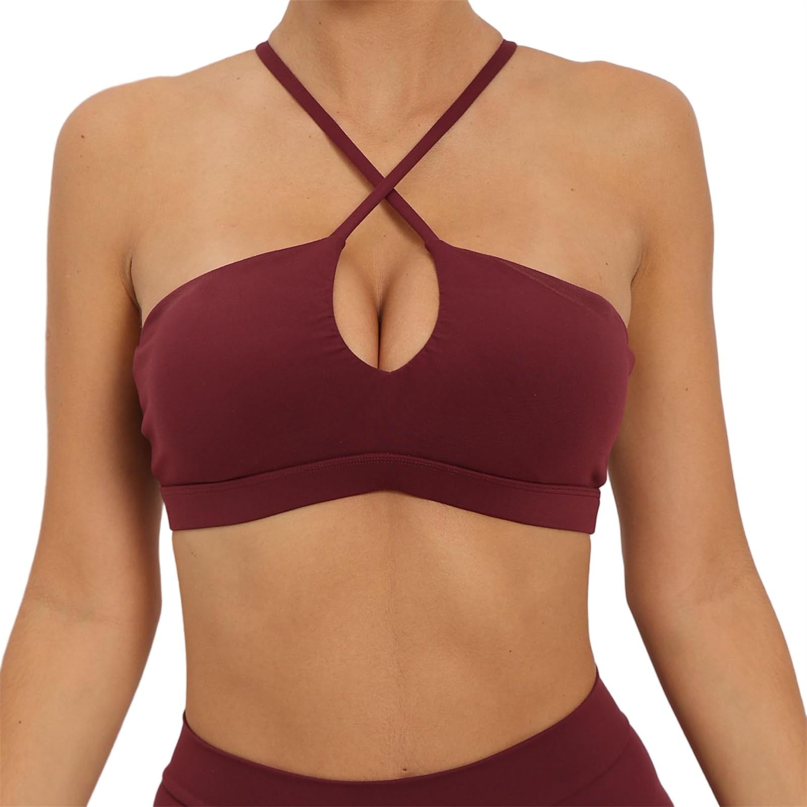 Reggiseni sportivi imbottiti e incrociati sulla schiena con spalline per donne, supporto medio e traspirante, per yoga, palestra, allenamento, corsa, palestra, relax
