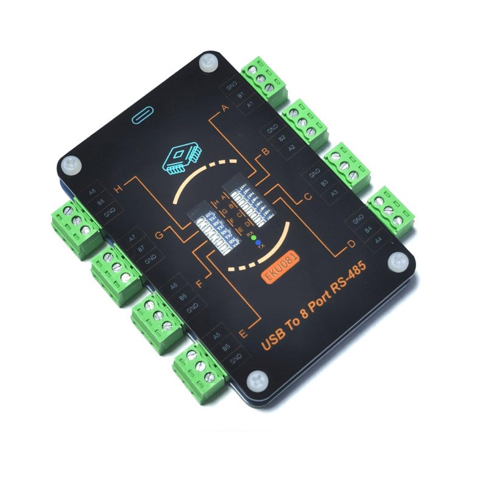 USB zu 8CH RS485 Typ C USB zu 8 Kanal RS485 CH348 Chip Unabhängiger Kanal Kurzschluss Schutzkonverter
