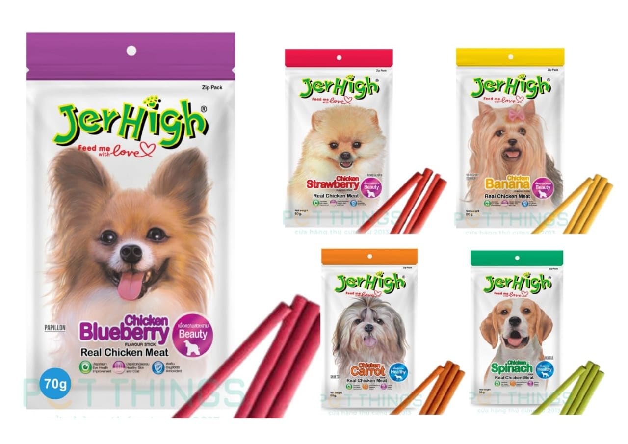 JerHigh Flavour (Blueberry,Strawberry,Spinach, Carrot,Banana) Combo Healthy and Fresh Human Grade High Protein Chicken, Stix Dog Treats Stick for All Life Stages Suitable. (70g Pack of 5) (B0CKZXYJT4) Amazon Price History, Amazon Price Tracker
