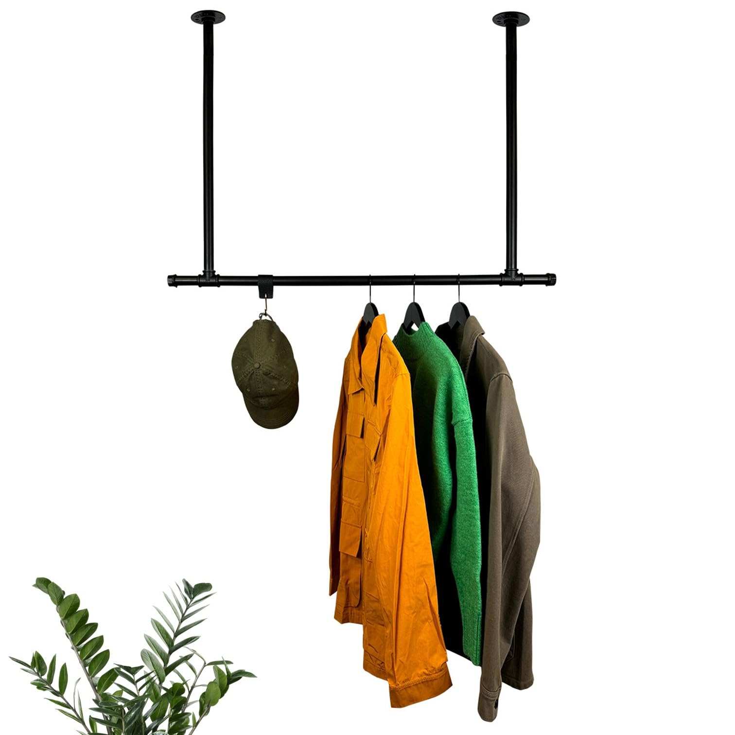 Kleiderstange Garderobe Industrial Design für Decke Garderobenstange | Breite 80 cm x Höhe 50 cm | Deckenmontage | Ankleidezimmer | Schlafzimmer | Flur | begehbarer Kleiderschrank