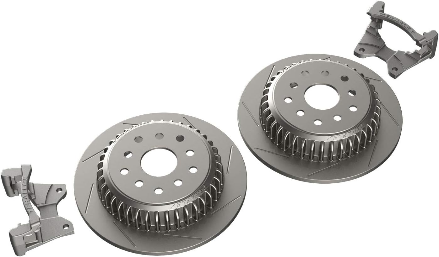 TeraFlex JK Rear Big Rotor Brake Kit with Caliper Brackets, 13.5" Slotted Rotors for Jeep Wrangler