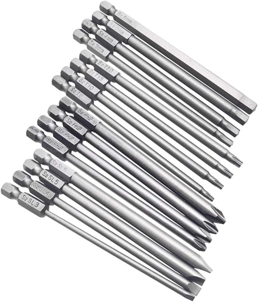 36 Piece Extra Long 3" Screwdriver Bit Set 1/4 Shank Screwdriver Industrial S2 bits