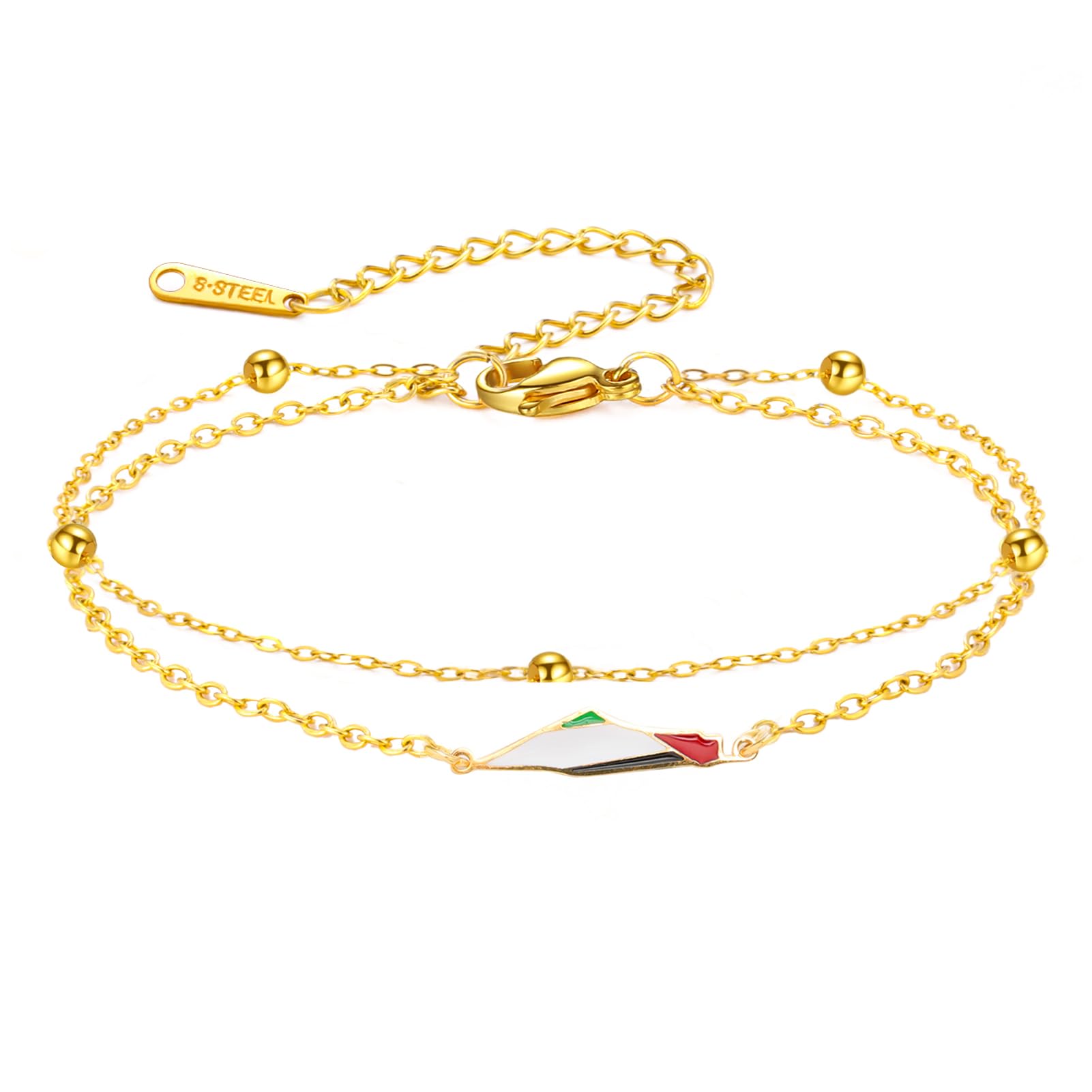 Amaxer Israel Palestine Map Earrings Bracelet Epoxy Resin Enamel Map Pendant Adjustable Bracelet Dangle Drop Earrings Jewelry Gifts for Women Lady