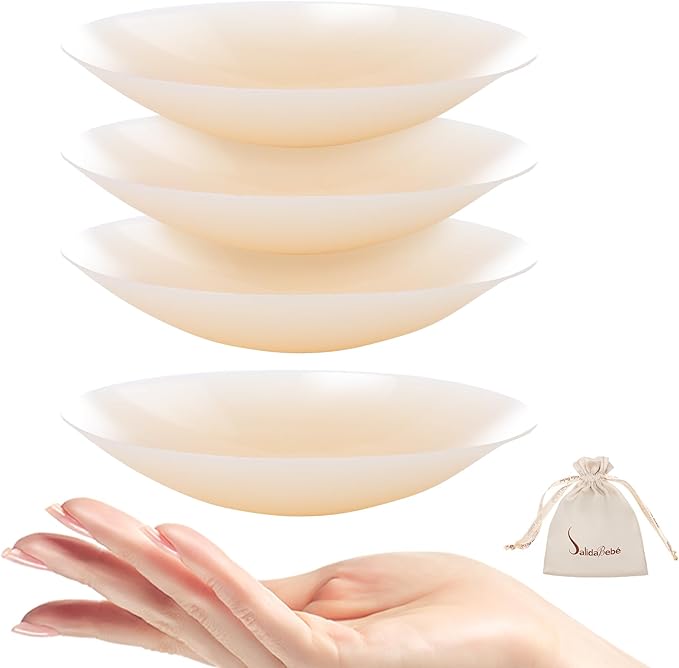 SalidaBebé Nipple Covers for Women - 2 Pairs Adhesive Silicone Pasties - Reusable Sticky Bra with Travel Box