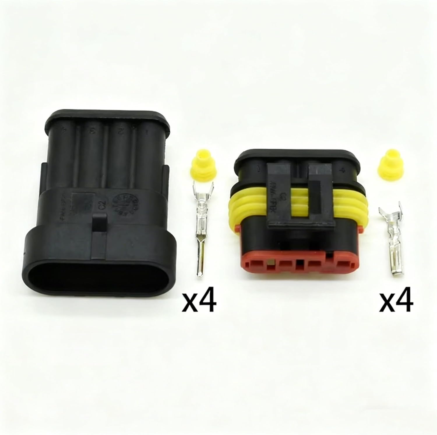 Automotive Ignition Coil Parts Compatible With 1 Set 4 Pin Way Car Ignition Coil Wire Harness Plug Connector Automotive Connector 282106-1 282088-1(Female wire)