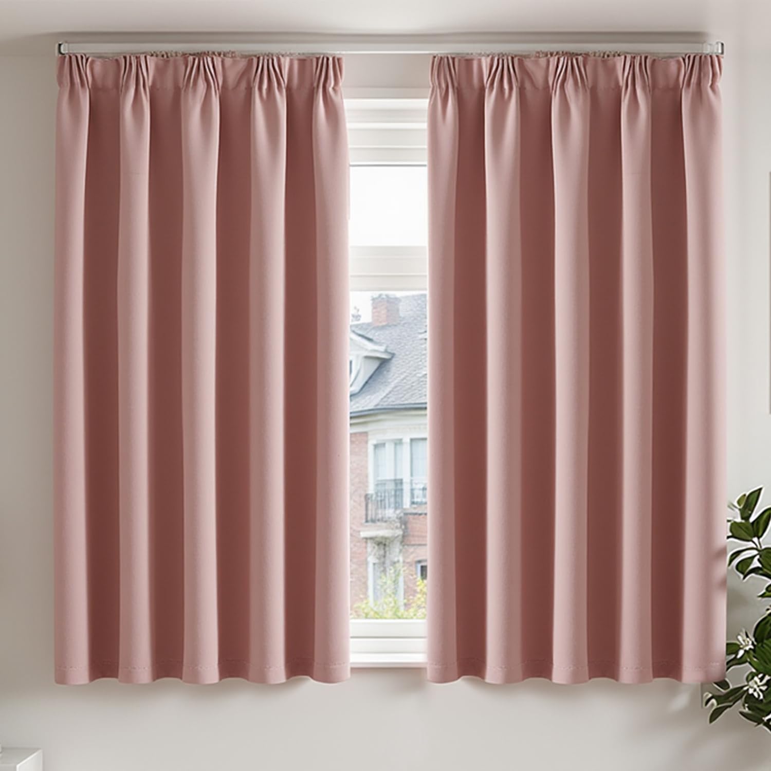 TOPICK Gardinen Vorhänge Verdunklungsvorhänge 2er Set H145xB140 Rosa