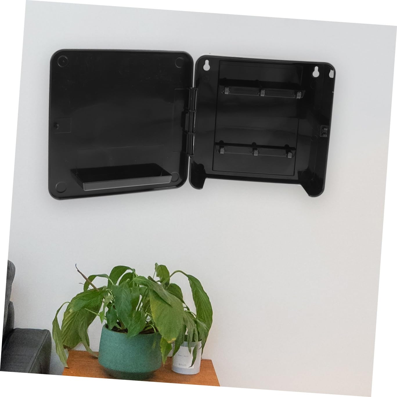 Portachiavi da Muro Moderno in Plastica Nera, Appendichiavi Magnetico senza Fori, Design Elegante per Ingresso e Negozio, Gancio Multifunzionale per Chiavi