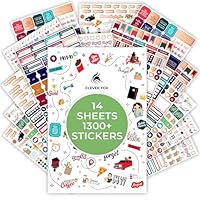Clever Fox Planner Stickers – Monthly, Weekly & Daily 14 Sheets Set of 1360+ Unique Planner Stickers by Clever Fox (Value Pack)