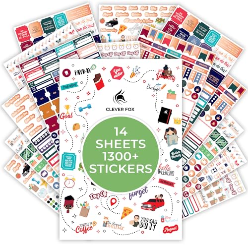 Clever Fox Planner Stickers – 1360+ Aesthetic Monthly, Weekly, Daily, Seasonal, Holiday & Journal Stickers – Journaling & Calendar Accessories for Women, Adults & School, 14 Sheets (Value Pack)