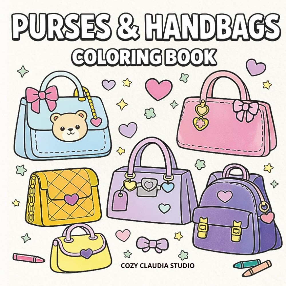 Purses & Handbags Coloring Book: Bold & Easy Designs | Cute Purses, Handbags & Fashion for Relaxation