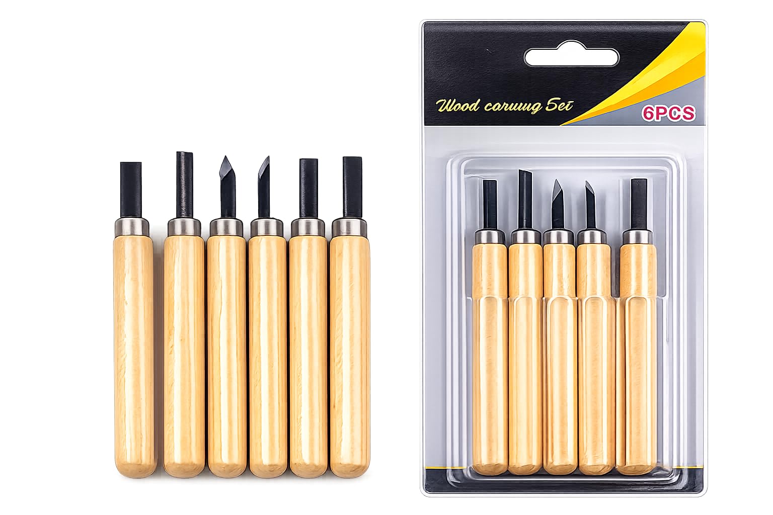 Chuz N Pick Wood Carving Tools Set of 6 with High Carbon Steel Blades DIY Woodworking Hand Carving Knife Set for Craft, Sculpting, Detail Carving & Hobby Projects-image-5