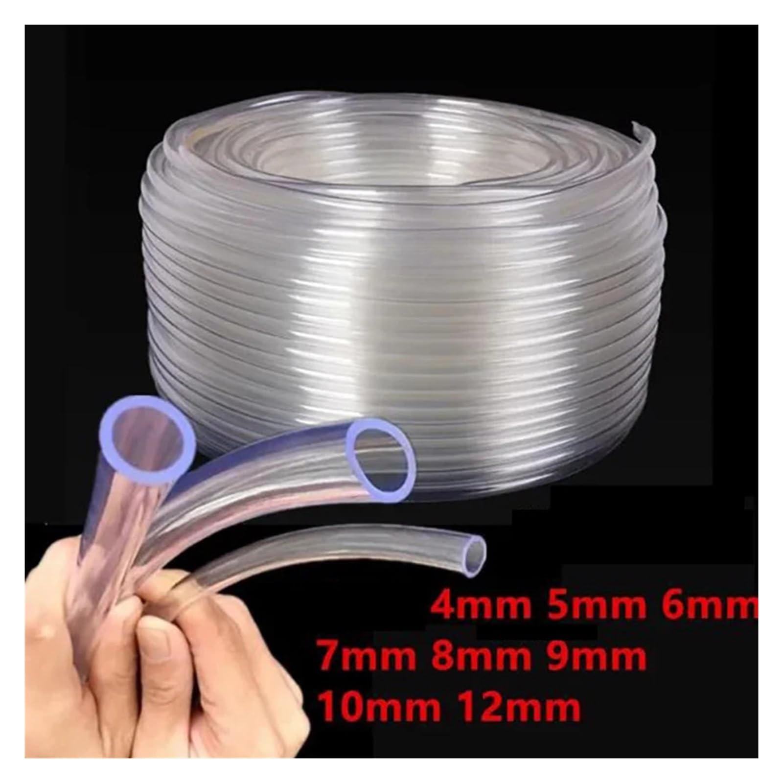 PVC-Gartenbewässerungsschlauch 1M 2M 5M 10M Transparente PVC-Kunststoffschläuche Wasserpumpenrohr 5 6 7 8 9 10 12 mm Innendurchmesser Rohr Aquarium(Transparent 14mm X 16mm,5 meters)