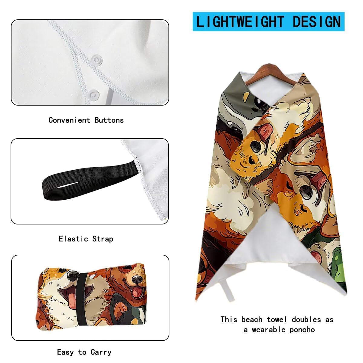 Serviette de Plage Serviette Microfibre, Drap de Bain 80x160cm 2PC, Séchage Rapide Grande Serviettes de Bain, Légères Anti Sable Drap de Plage Microfibre pour Sport Voyages, Cadeau Homme (Chien) -3685