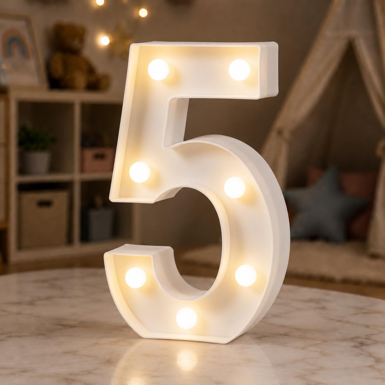 HXWEIYE Light Up Numbers 5, 8.58 Inch Battery Opearted, 7 LEDs