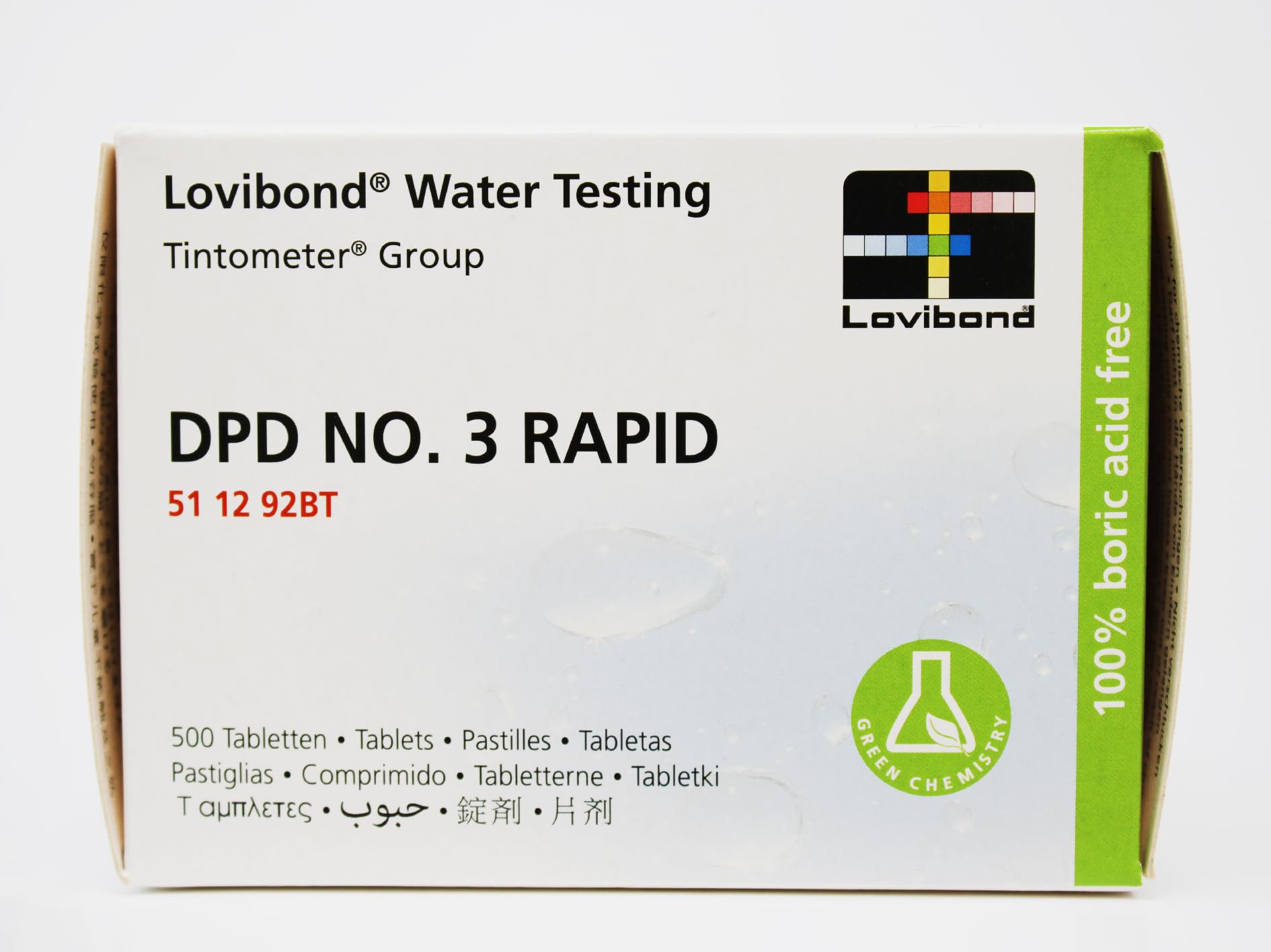 Lovibond - DPD No. 3 Rapid Dissolve Test Tablets | Accurate Total Chlorine Measurement | Green Chemistry | Comparator & Rapid Testing Methods | 500 Pack | Swimming Pool Testing