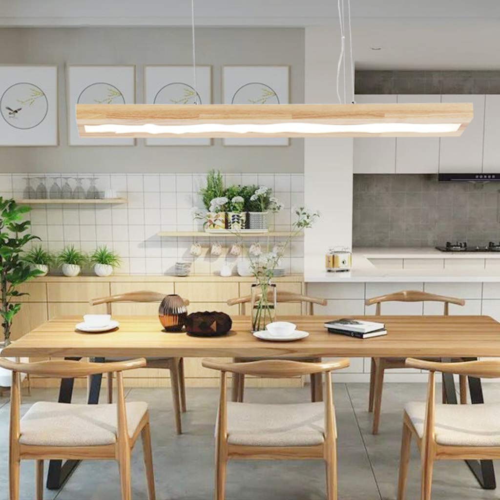 LED Retro Pendelleuchte Aus Massivholz – 4 Lichtquellen, 100 Cm, Höhenverstellbar, Landhausstil, Für Wohnzimmer & Küche