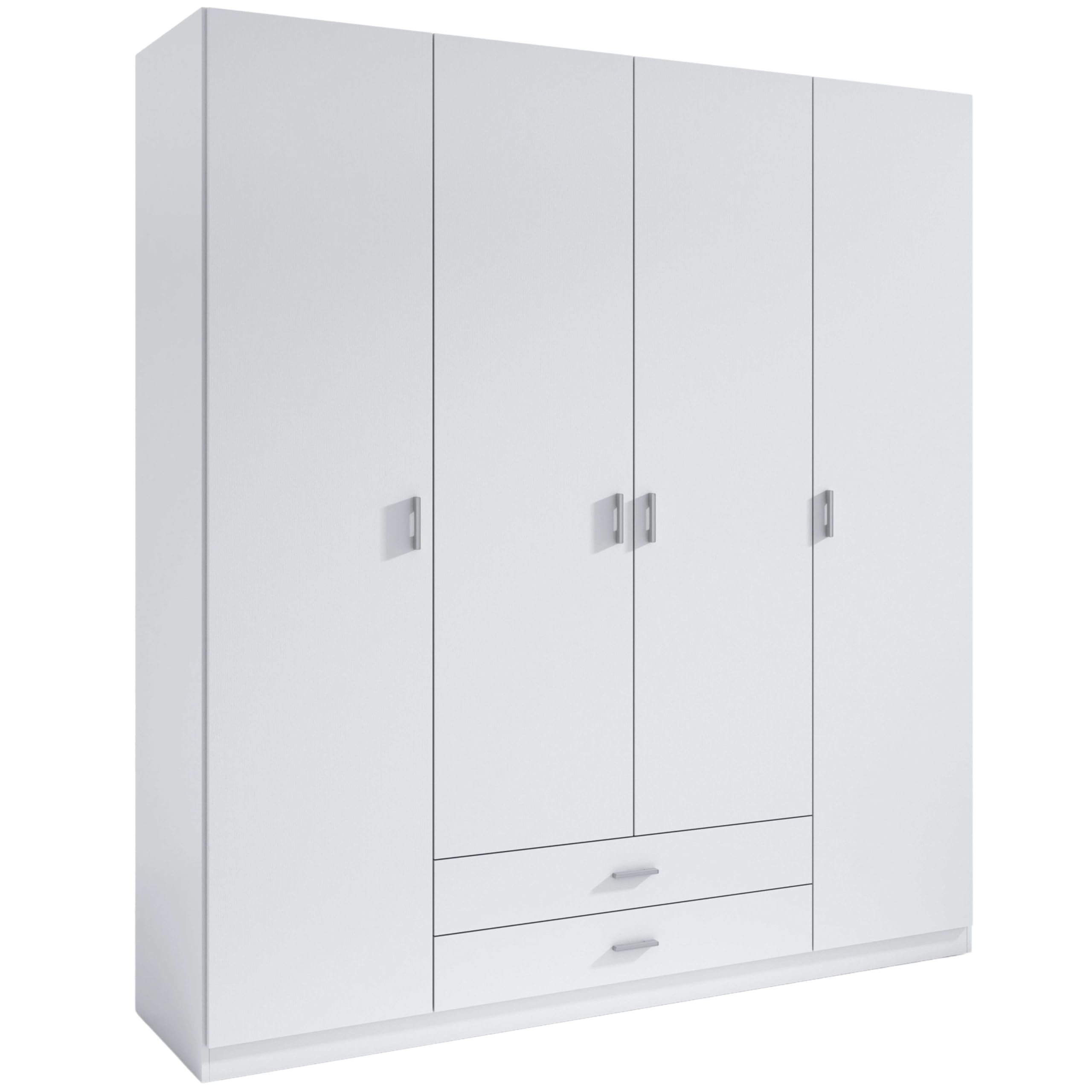 Miroytengo Armario Roma Blanco Mate 4 Puertas Batientes y 2 Cajones para Habitación Dormitorio 216x198x53 cm