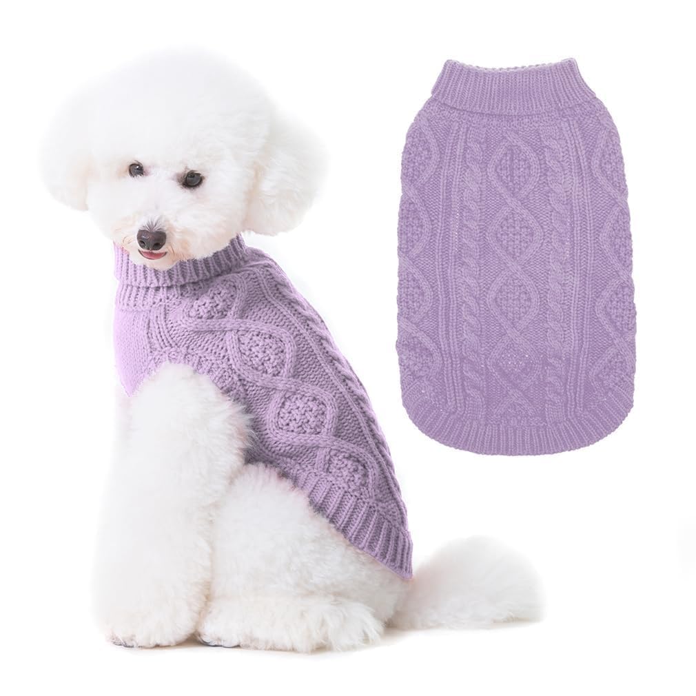 BINGPET Dog Sweater for Small Medium Dogs, Turtleneck Knitted Clothes