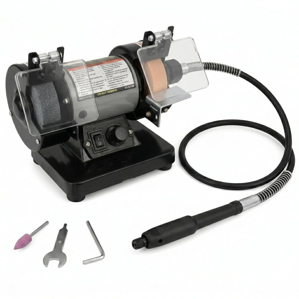 Photo 1 of TruePower 3" Mini Bench Grinder and Polisher, Variable Speed Table Grinder for Polishing, Buffing, and Jewelry Making, Multi-Purpose Benchtop Grinding Machine