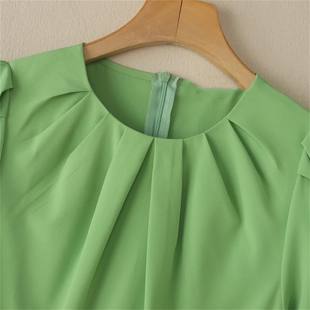 Ufficio Signora Abiti Da Donna Estate Solido Pieghe Elegante Manica Corta Partito Vestito Midi Vestito