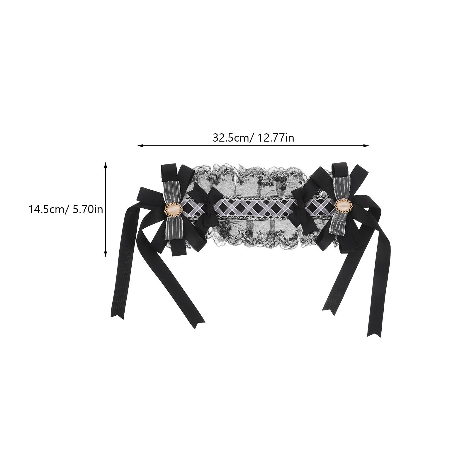 Sewroro 3 Piezas Diadema Lolita de Encaje Negro Lazo para Niña, Banda Pelo Suave y Cómoda, Accesorios Vintage para Cosplay y Fiestas de Rol