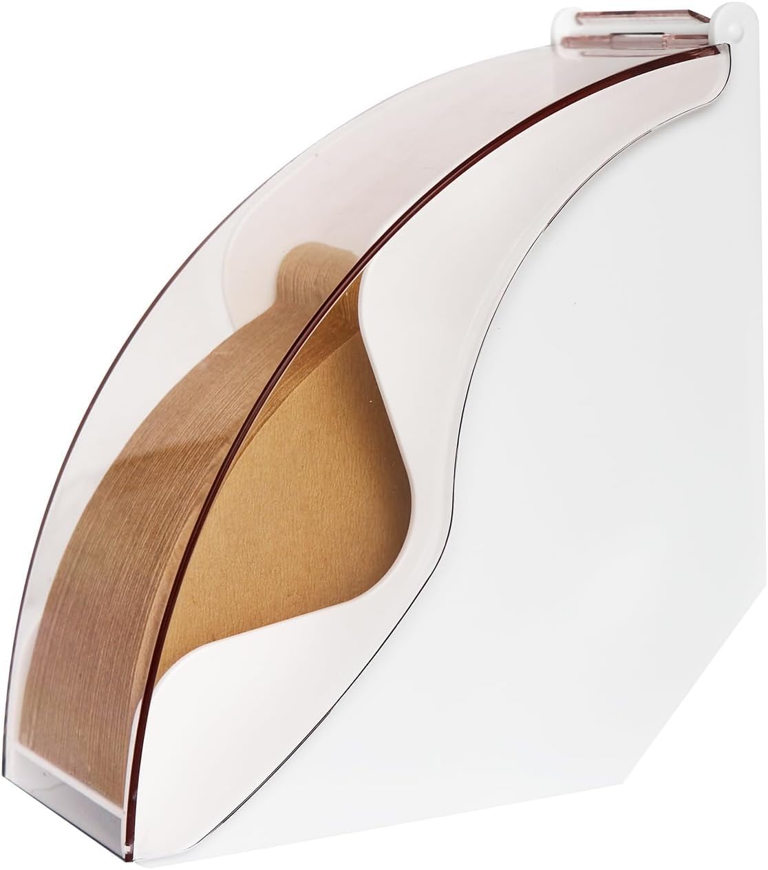 RROAD Coffee Filter Holder Dispenser with Dust-Proof Cover Acrylic Dust - Proof Coffee Filter Paper Holder Stand for V60 Cone Size 4 & Size 2 Filter Paper (White)