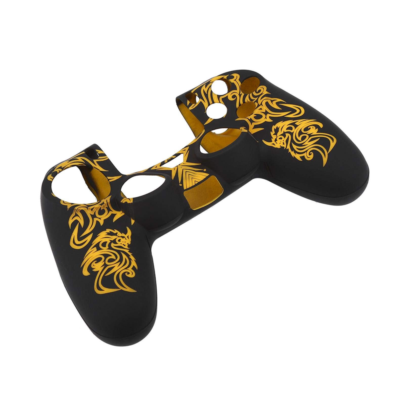 Estuche para Controlador ps4, Estuche de Silicona Suave Skin Grip Shell para el Controlador Playstation 4 PS4(Amarillo Negro)