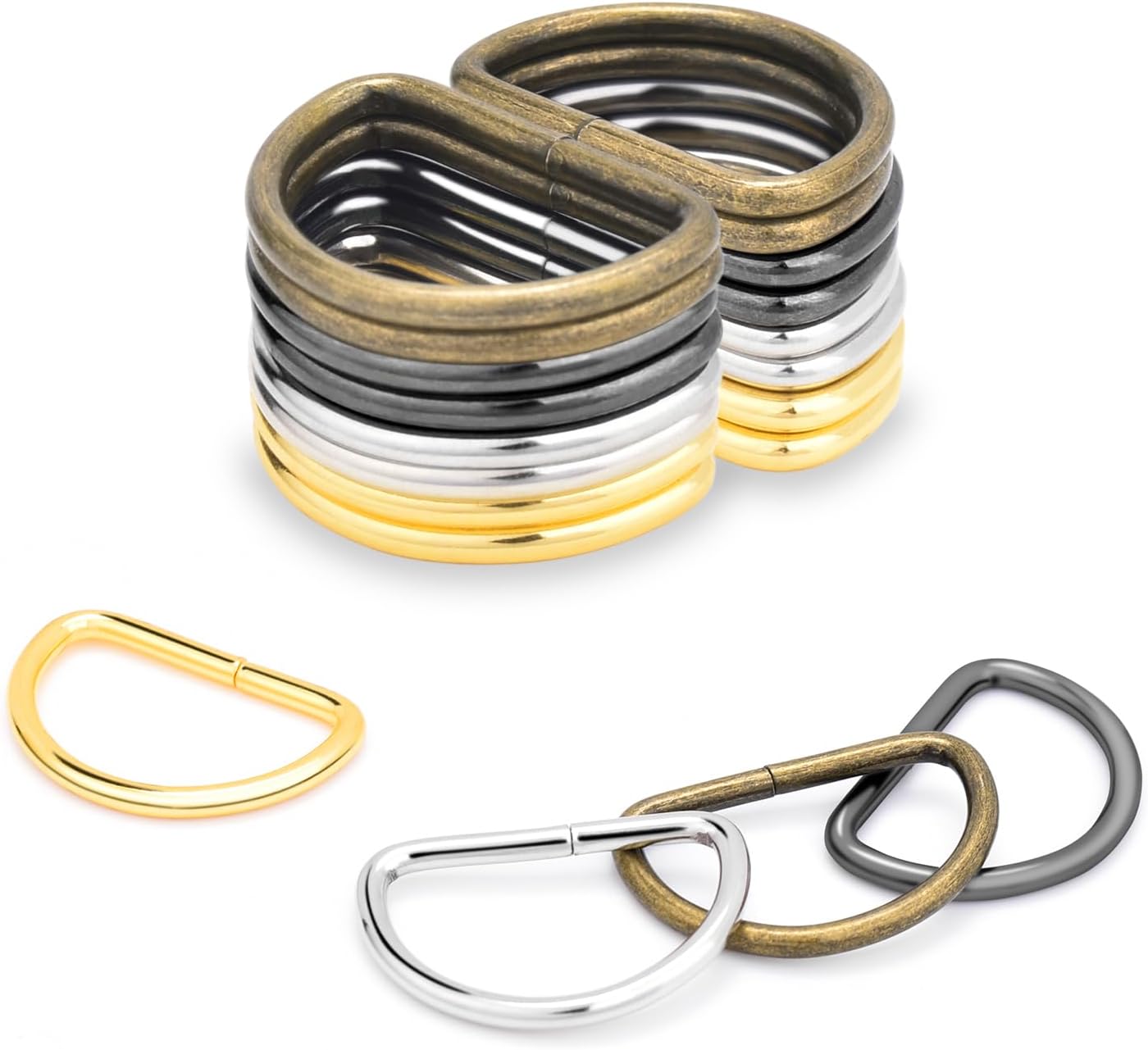 CooBigo 100Pack 1"(25mm) Metal D Rings