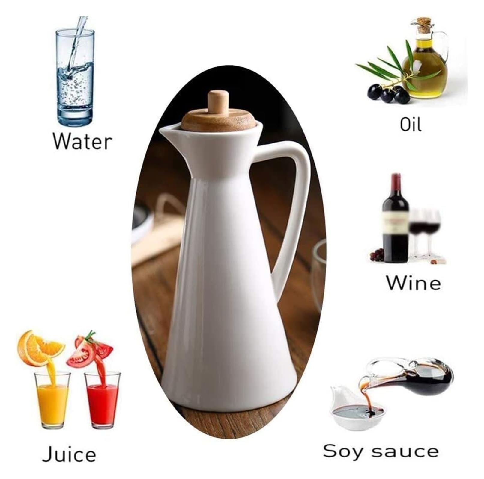 Dispensador de Aceite de cerámica, vinagre y Salsa, Botella Grande de Aceite de Oliva con Tapa hermética.