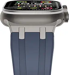 KADES Pulseira Esportiva para Apple Watch Ultra 2/Ultra 49mm, Séries 10/9/8/SE2/7/6/SE/5/4/3/2/1 46mm/45mm/44mm/42mm, TPU Resistente, Titânio/Azul, 27mm