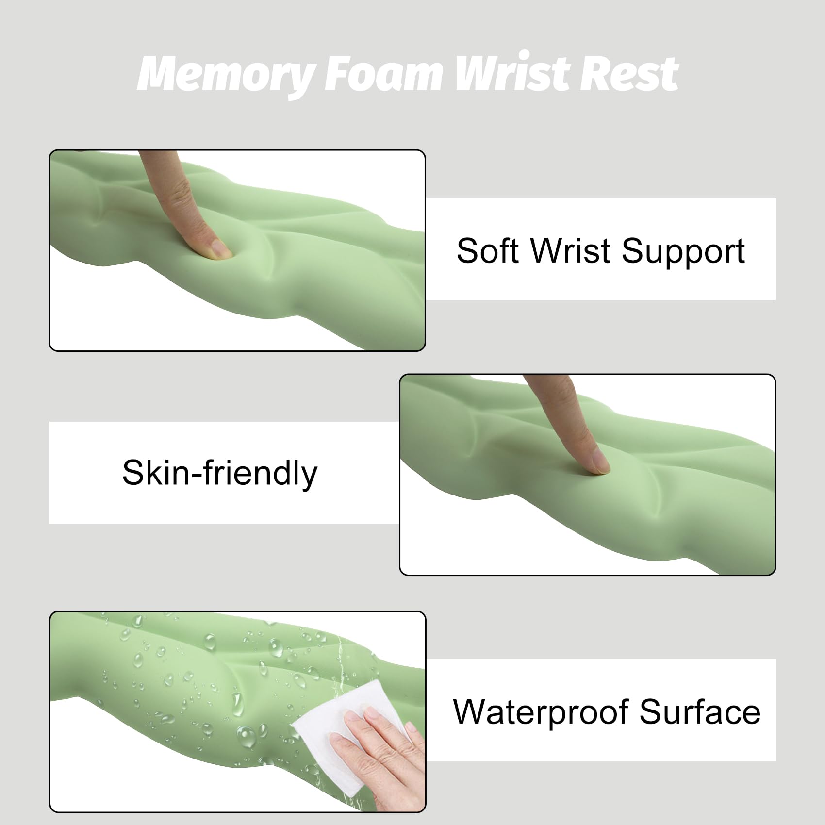 Repose-poignet en cuir PU pour clavier - Coussin de paume pour bureau
