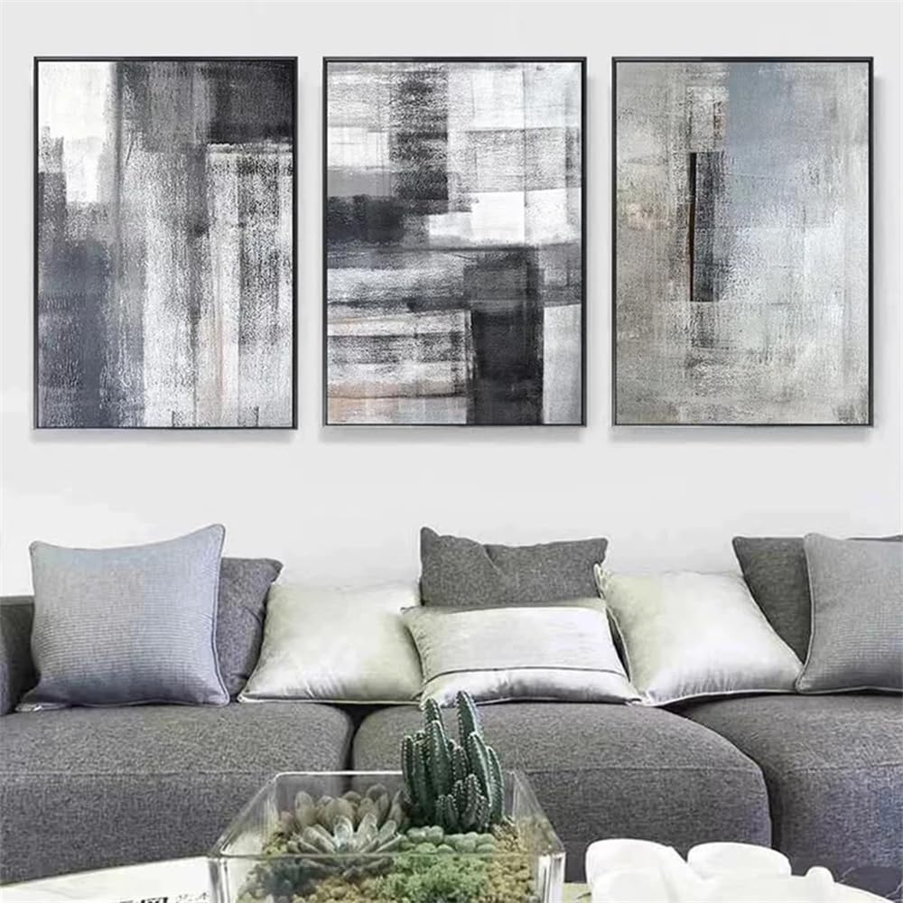 WUHBCZ Canvas Paints-Modern Black and White Gray Line Watercolor Abstract Art Poster Painting for Living Kitchen Office Bedroom Room Home Decoration-60 * 70cm/3PCS (No Frame)
