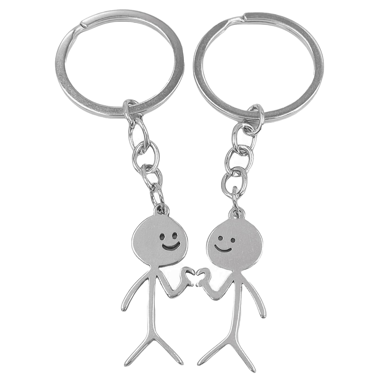 Feztgvofa No 2 Pcs Funny Keyring, Stainless Steel Funny Keychain, Couple Keychain, Best Friend Keychains, Long Distance Friendship Gifts, For Couple Friends Brothers
