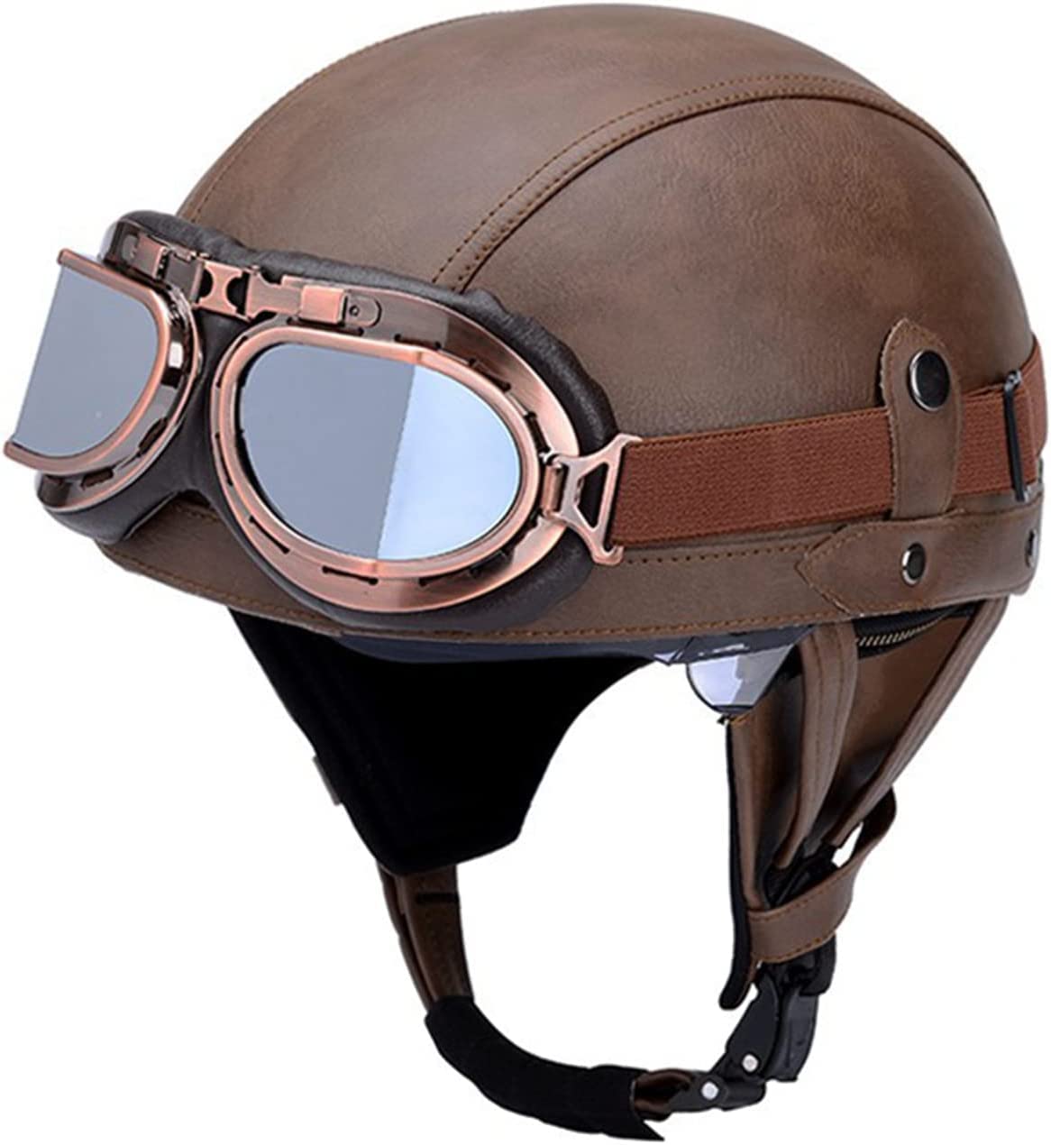 Casque Bol Vintage en Cuir Idéal pour Balades en Scooter et Moto Cruiser Urbain