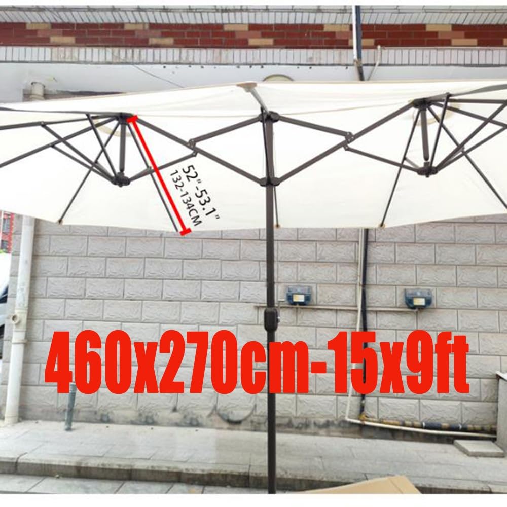 Duży 460 cm zapasowy baldachim na parasol tarasowy, 12 żeber, osłona przeciwsłoneczna, targ na zewnątrz, tkanina parasola, jasnoszary, odporny na warunki atmosferyczne