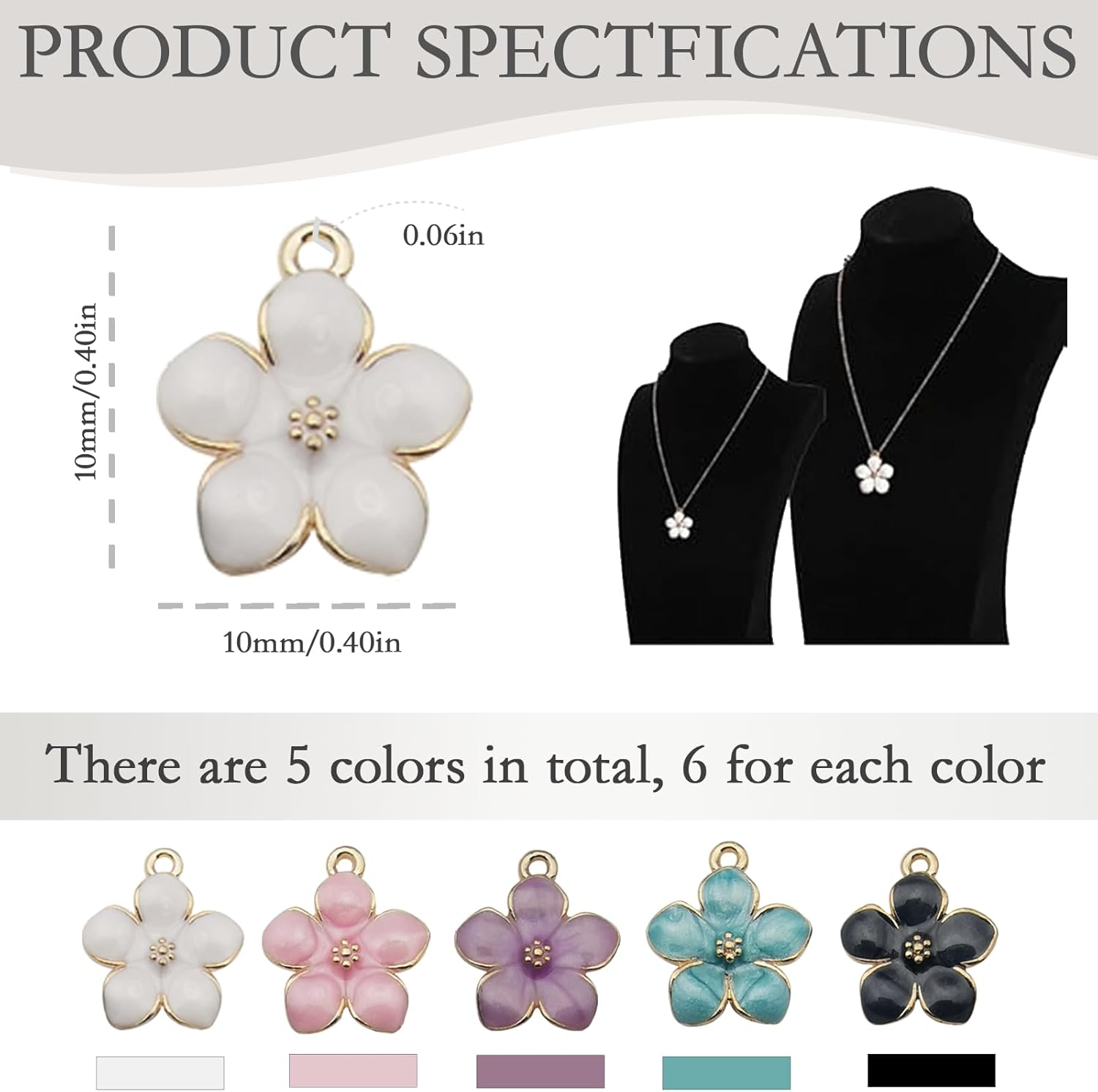 30PCS Gold Plated Enamel Cherry Blossom Flower Charms – Cute Small Pendants for Jewelry Making, DIY Bracelet, Necklace, Earrings, Keychain & Crafting Supplies - Image 2