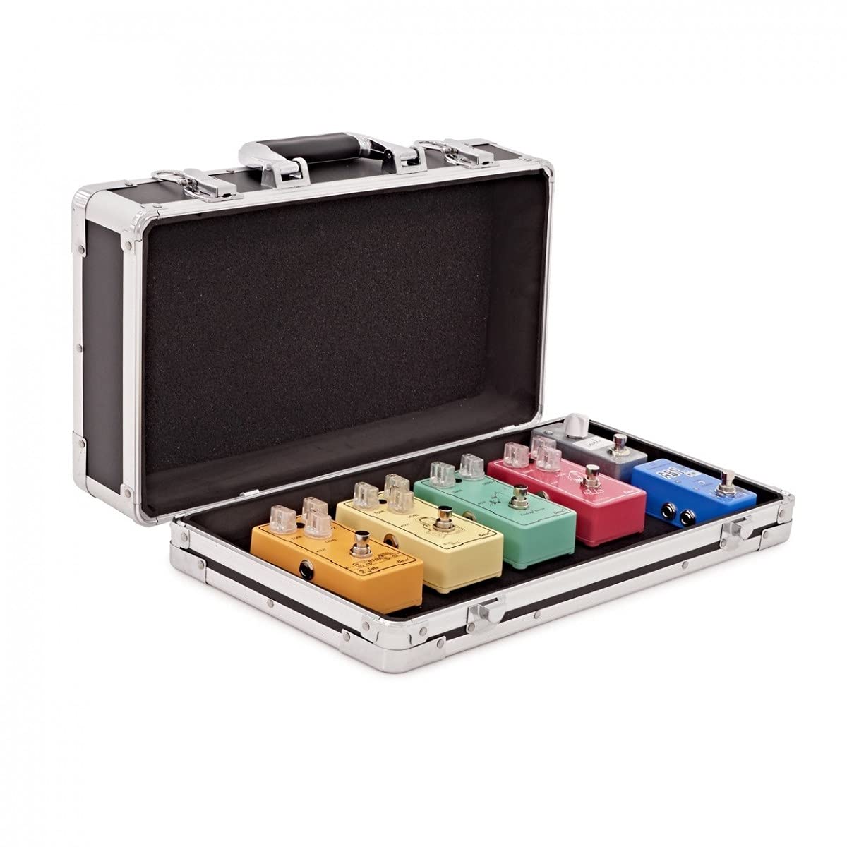 Gear4Music Guitar Pedal Board Flight Case | Für 5-8 Pedale geeignet, Schaumstoffinneres, ABS-Konstruktion mit Metallkanten, abnehmbarer Deckel