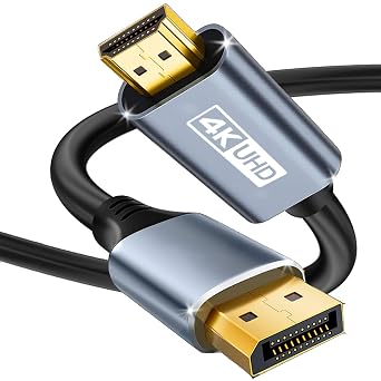 4K DisplayPort to HDMI Cable 6FT, Uni-Direction DP 1.2 Source to HDMI 1.4 Screen, DP to HDMI Cable Adapter Compatible with HP, ThinkPad, AMD, NVIDIA, Desktop and More