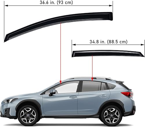 Miniatura 2 de Lightronic Visera de ventana de ventilación automática extra duradera para montaje exterior, compatible con Subaru XV CrossTrek 2013-2015, CrossTrek