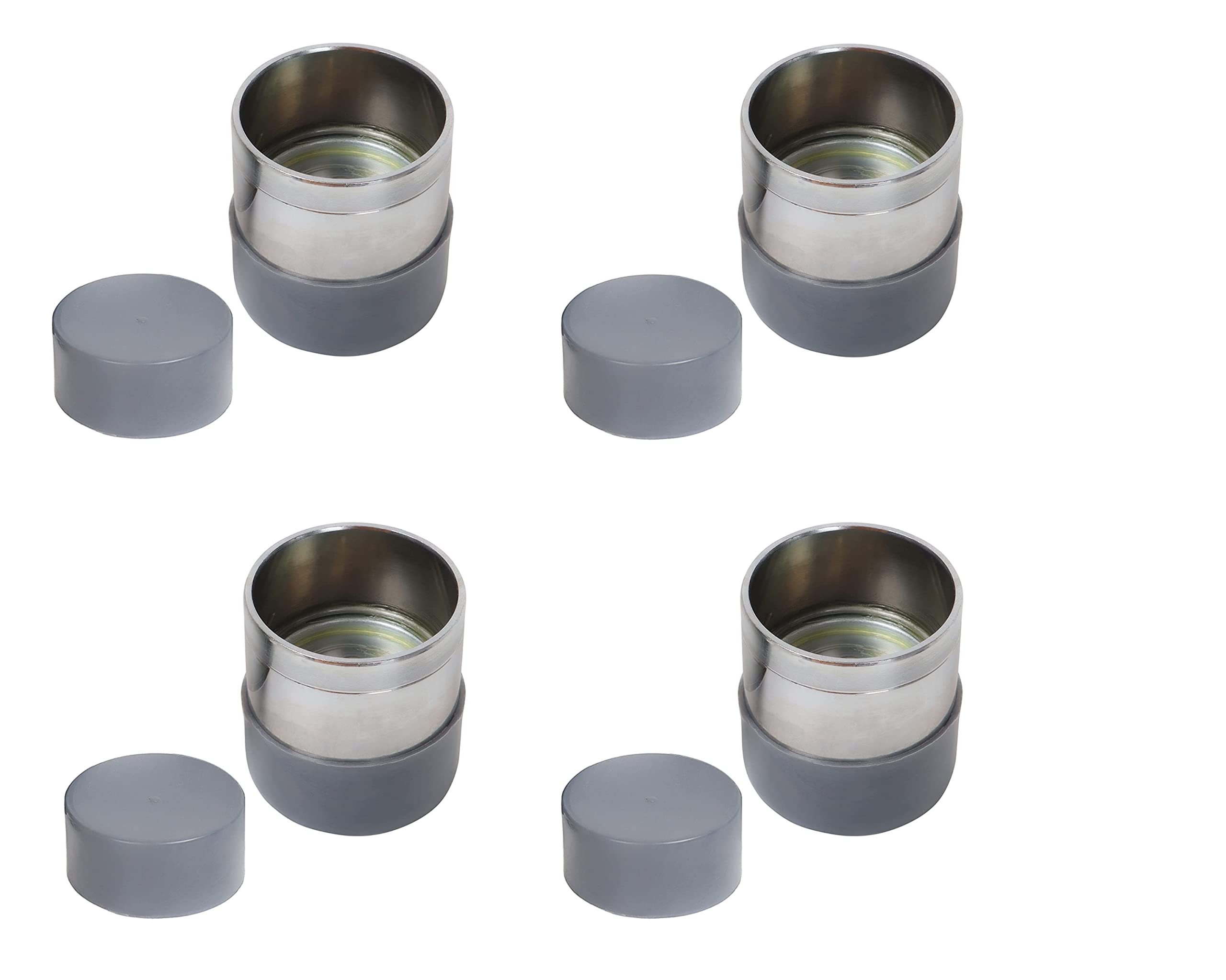 VIRTIONZ 4pc Wheel Bearing Buddy Protectors 1.98 Inch with Protective Bras for Trailer Boat, Chromed, Pair (Comes with Four Extra caps)
