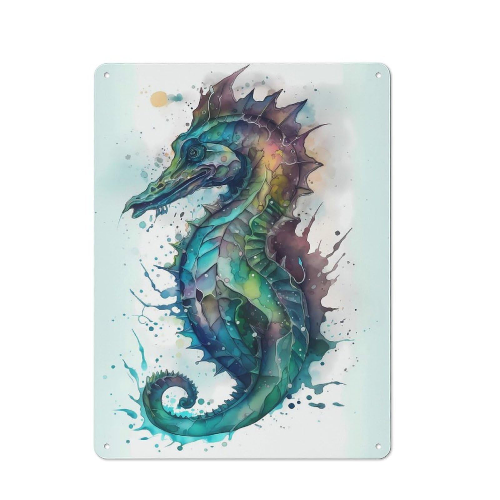 Junmoney Seahorse Precious Retro Tin Sign 40X30cm For Living Room Or Hallway, Gift For Living Room Decor Lovers During The Christmas Season