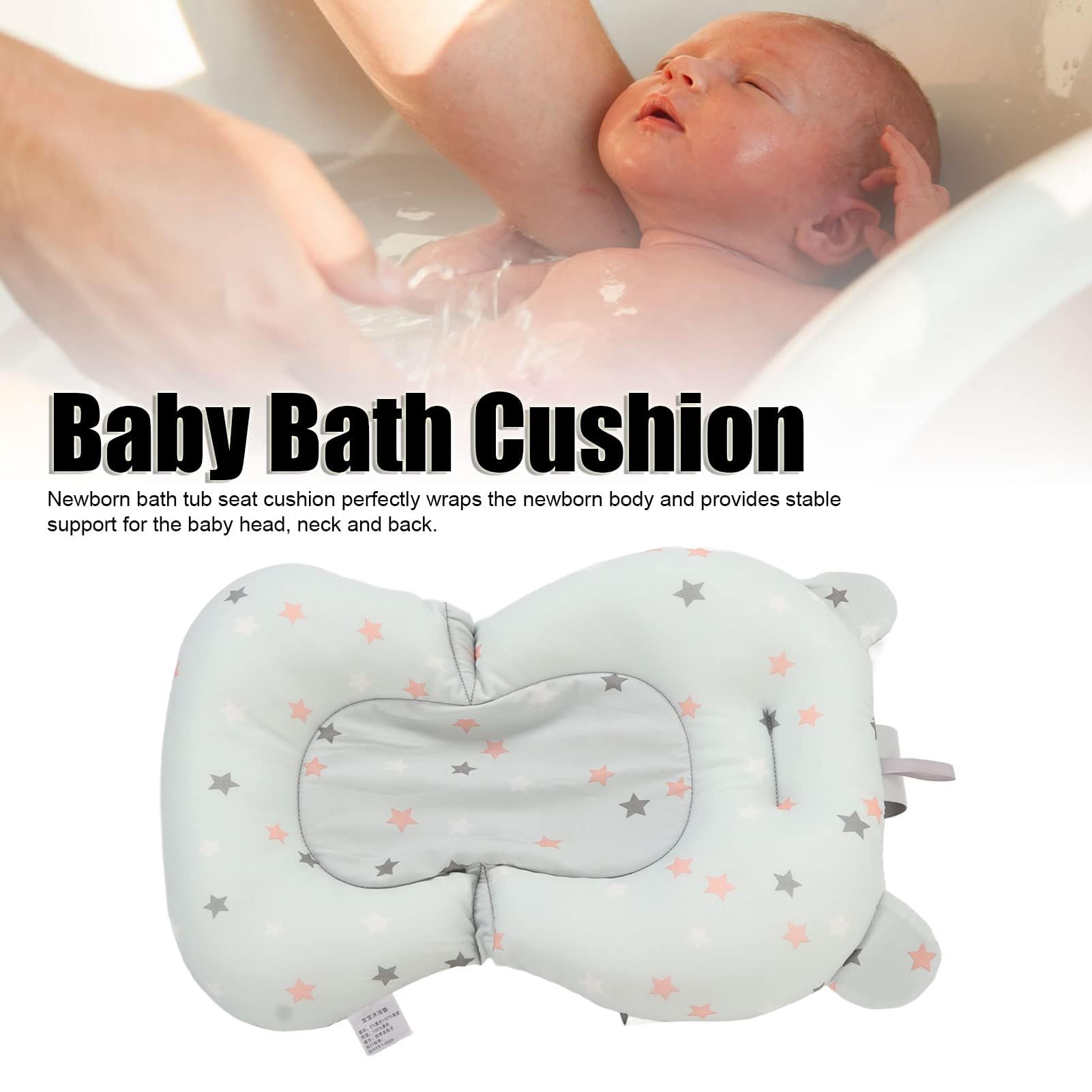 Cuscino per Seggiolino per Bagnetto, Sedile per Vasca da Bagno Galleggiante Sicuro Supporto per Bagnetto Regolabile Pieghevole per Neonato (Stelle azzurre)