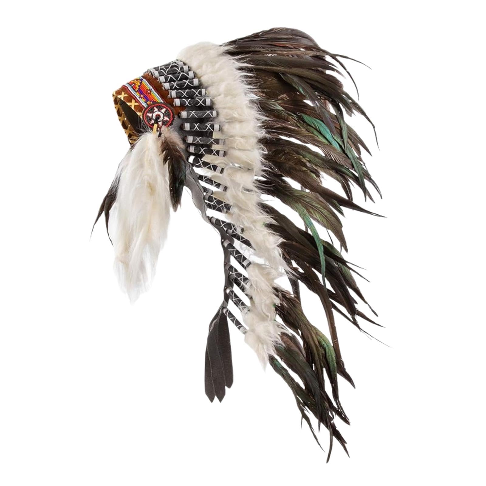 misppro Chapeau indien avec plumes pour homme, chapeau de cosplay, jeu de rôle, déguisement, 80 x 45 cm